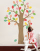 Pattern Tree With Leaves Vinyl Wall Sticker, Spring-Latte Brown