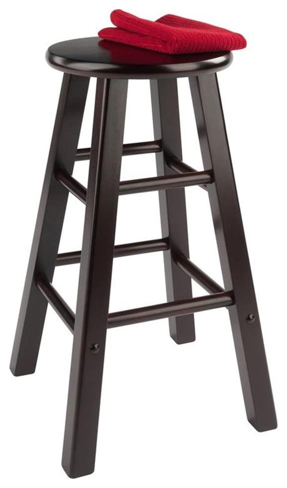 Winsome Element 24" Solid Wood Counter Stool in Espresso (Set of 2)