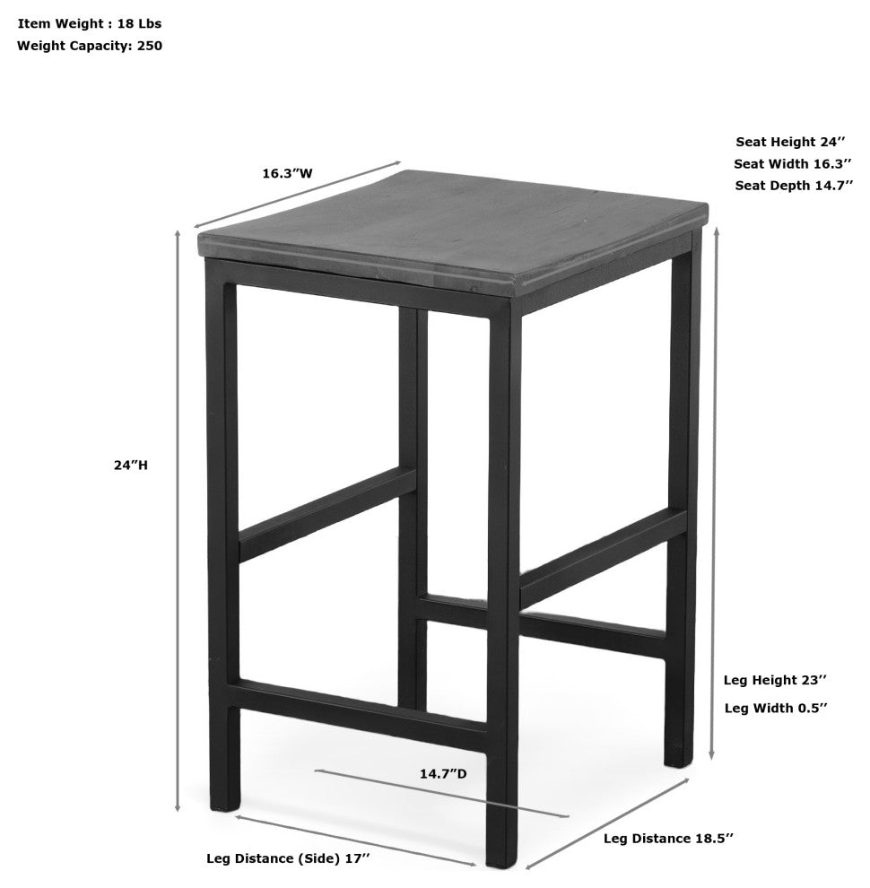 Aileen 24" Counter Stool, Chestnut/Black