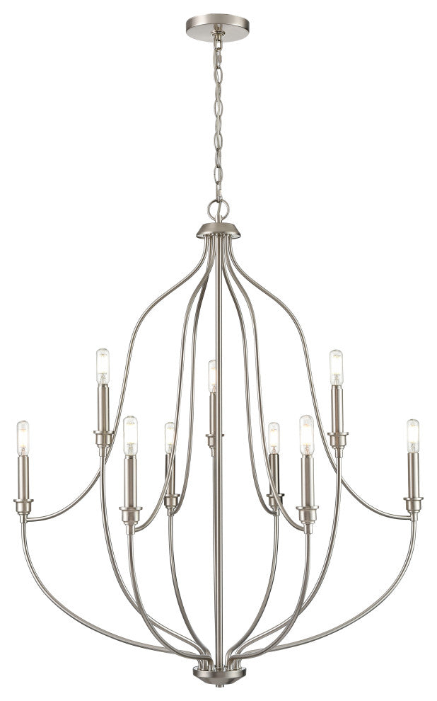 9 Light 32.5 in. Brushed Nickel Chandelier