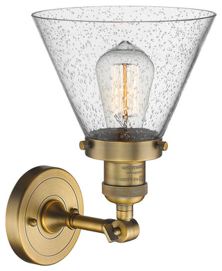 Large Cone 1-Light LED Sconce, Brushed Brass, Glass: Seedy