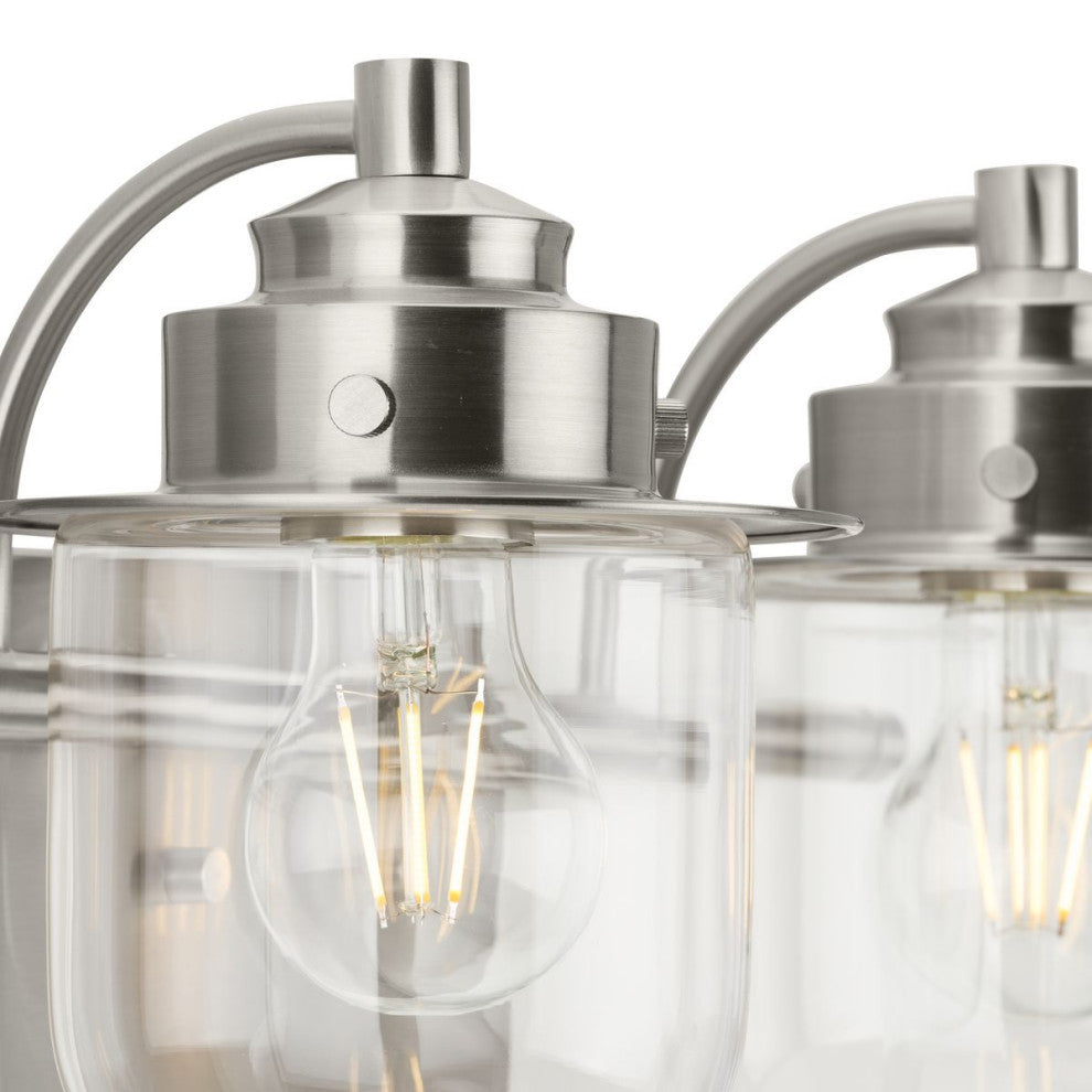 Northlake Collection Three-Light Brushed Nickel Clear Glass Bath Light