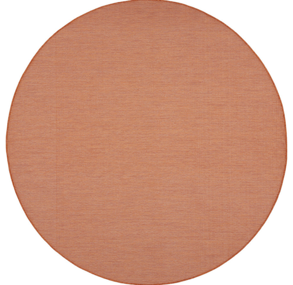8' Rust Round Power Loom Area Rug