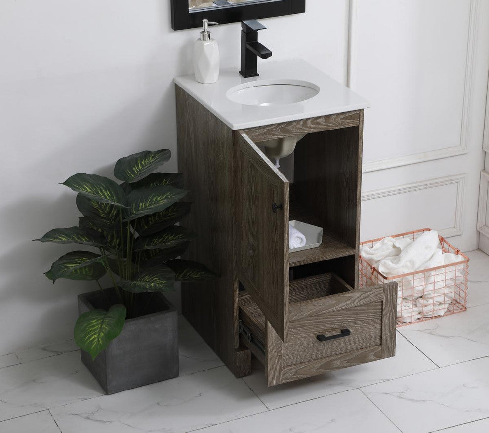 Home Living Single 18" Bathroom Vanity (Weathered Oak)