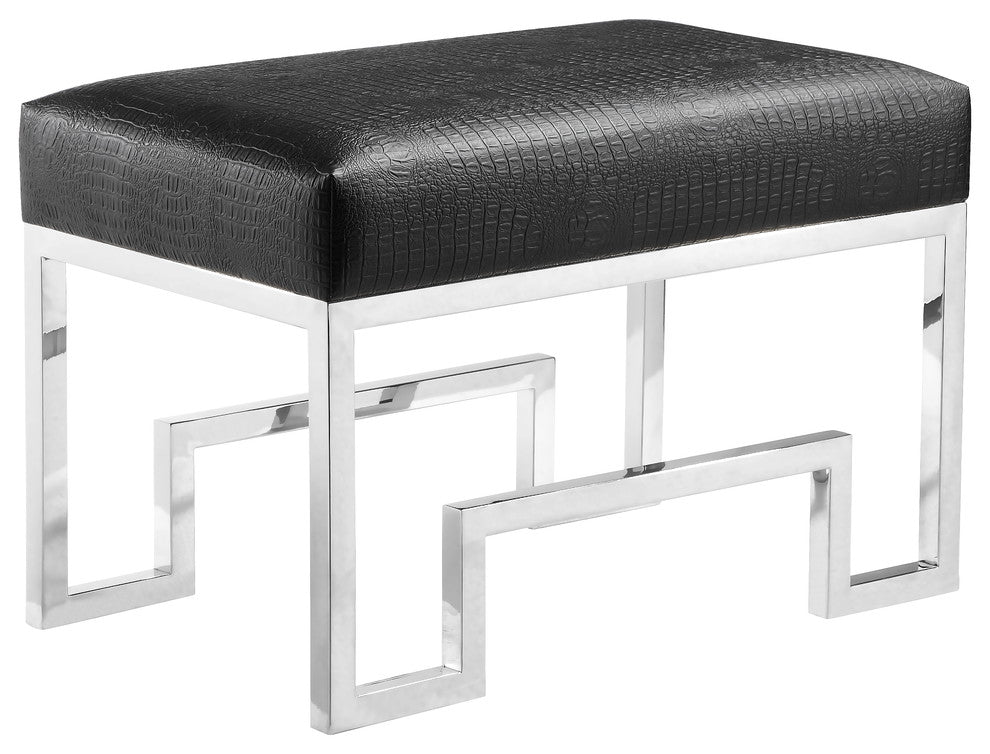 Laurence Stool, Silver and Black, Polish Steel