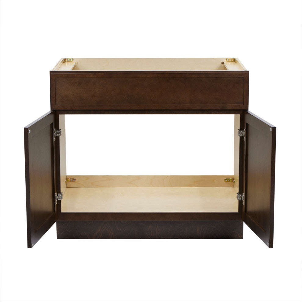 Vanity Art Birch Plywood Single Base Storage Cabinet, Brown, 36"