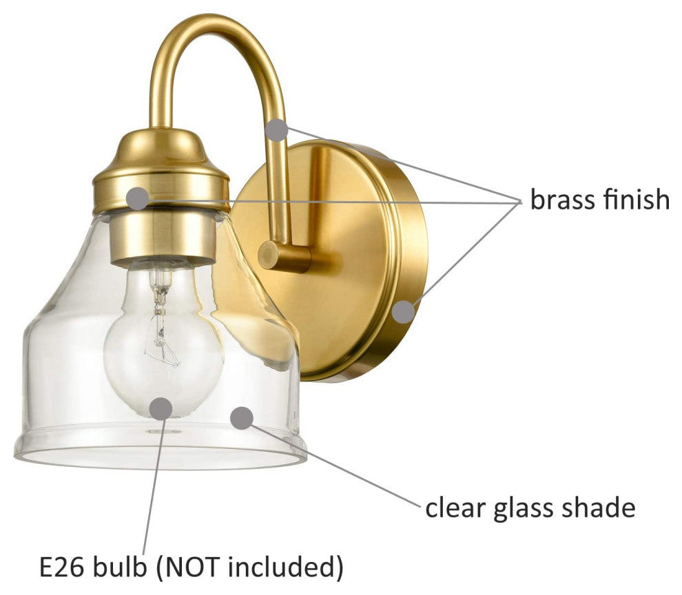 Modern Brass Wall Lighting Fixture Single Glass Home Wall Sconce