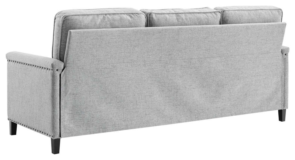 Sofa, Fabric, Grey Gray, Modern, Living Lounge Room Hotel Lobby Hospitality