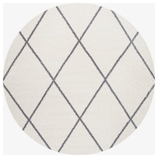 Cole Minimalist Diamond Trellis White/Gray 5' Round Area Rug