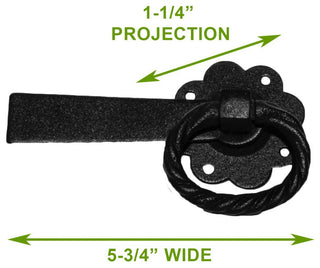 2 Floral Gate Latch Heavy Duty Wrought Iron  5" W |