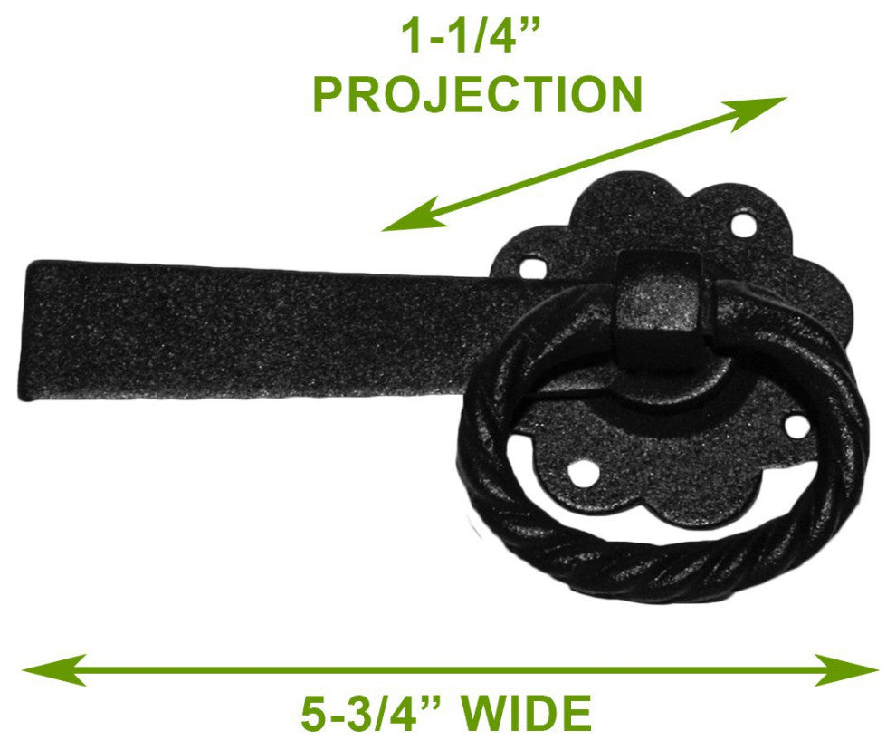 2 Floral Gate Latch Heavy Duty Wrought Iron  5" W |