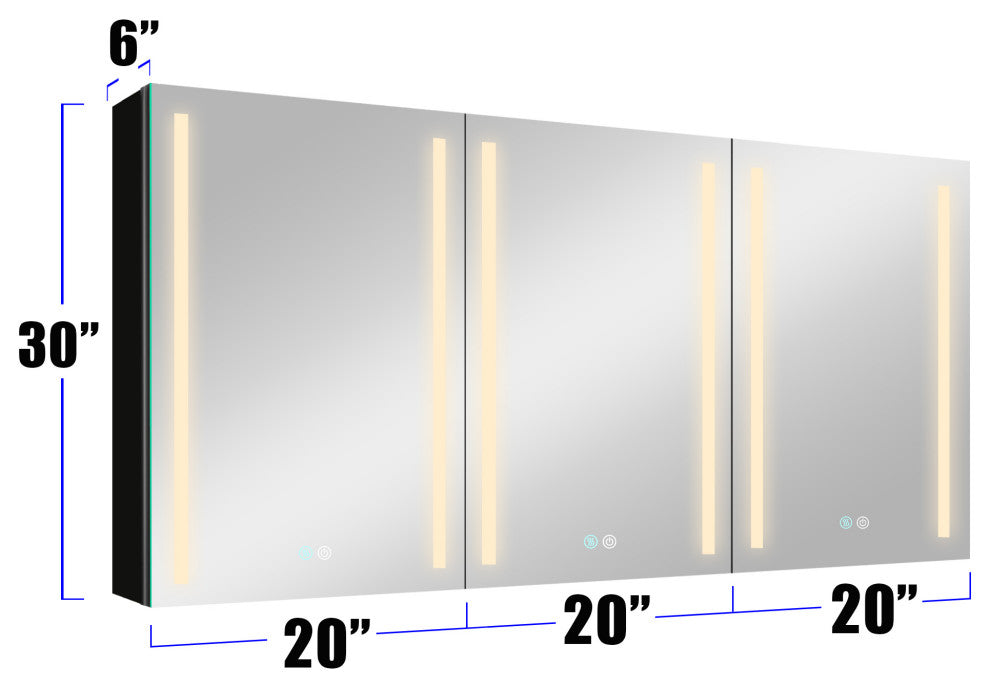 60" W x 30" H Aluminum Surface Mount Medicine Cabinet, Shelves