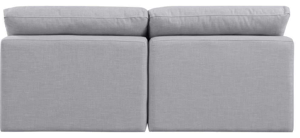 Indulge Upholstered Modular Sofa, Grey, 2-Piece: 2 Armless Chair, Down Stuffed Linen Textured Fabric