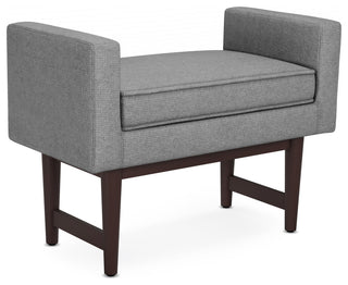 Scott Solid Hardwood Small Ottoman Bench, Pewter Grey