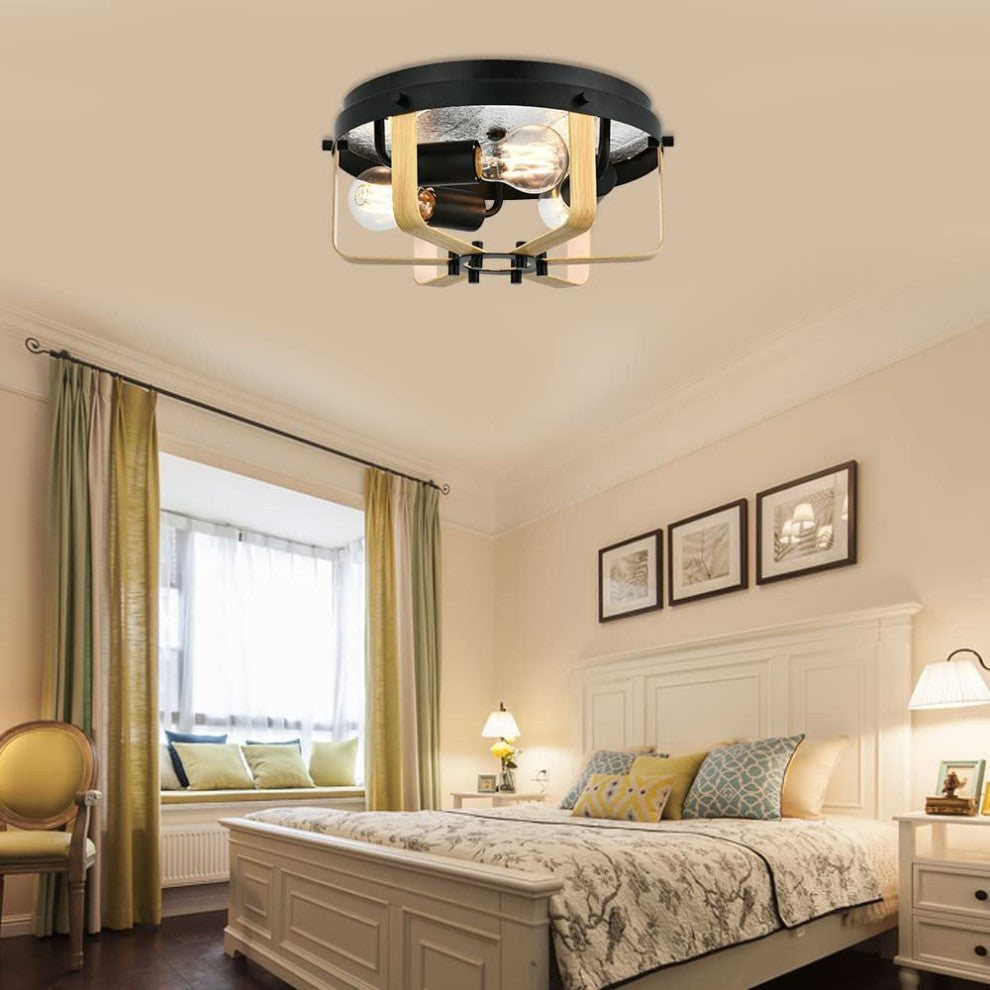 3 light industrial Semi Flush Mount Ceiling Light Fixtures 12 inch Farmhouse
