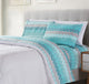 Bibb Home 4 Piece Printed Microfiber Sheet Set, Aqua Chevron, Queen