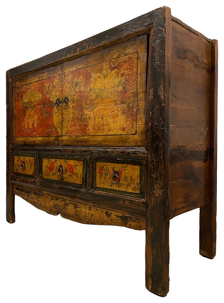 Consigned Antique Chinese Mongolia Cabinet/Buffet Table, Sideboard