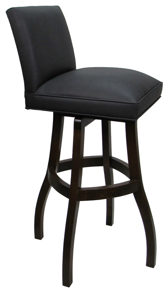 Swivel Wood Counter, Bar or Extra Tall Stool - Sommerville on S-Base, Gray Vinyl - Dark Walnut, 34"