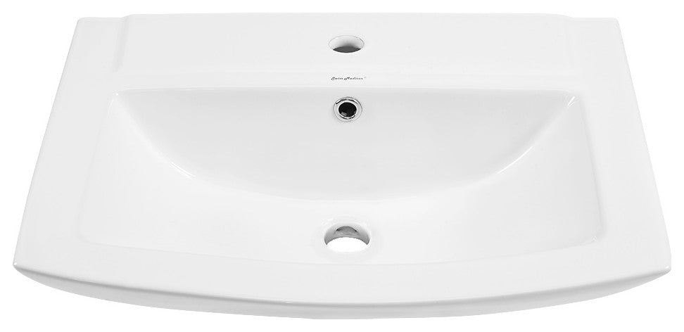 Sublime Pedestal Bathroom Sink Rectangular With Single Faucet Hole