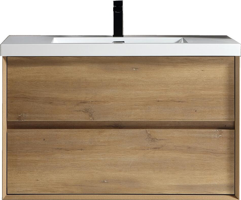 Ashley 36'' Floating Vanity, Acrylic Top, White Oak
