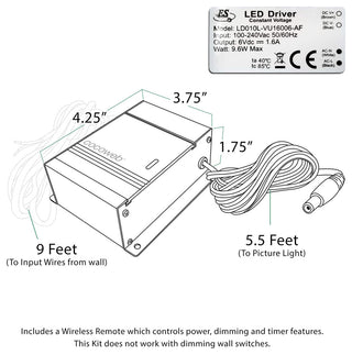 43" Slim Line Frame Light, Antique Brass With Hard Wire Kit and Remote