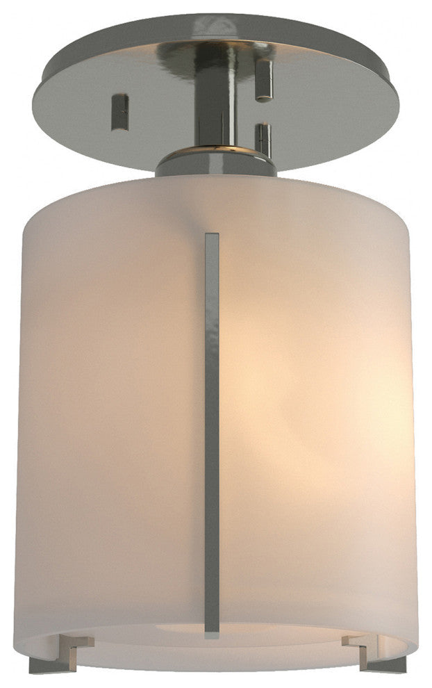 Exos Round Semi-Flush, Sterling Finish, Opal Glass