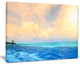 "Maldives Bungalows Sunset Panorama" Extra Large Seascape Art Canvas, 20"x12"