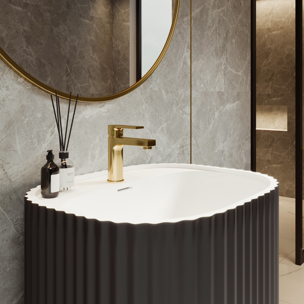 Eviva Haven 20" Dark Gray Solid Surface Pedestal Sink