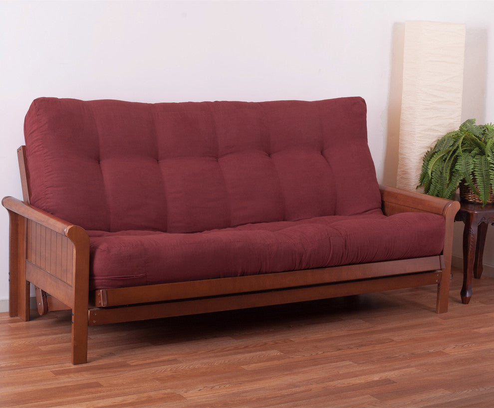 Blazing Needles Renewal 9" Microsuede Full Futon Mattress, Red Wine