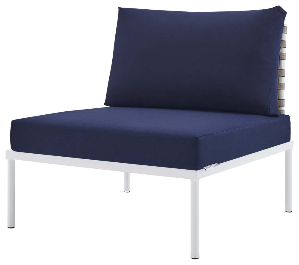 Sofa Middle Chair, Sunbrella, Aluminum, Metal, Blue Navy, Modern, Outdoor Patio
