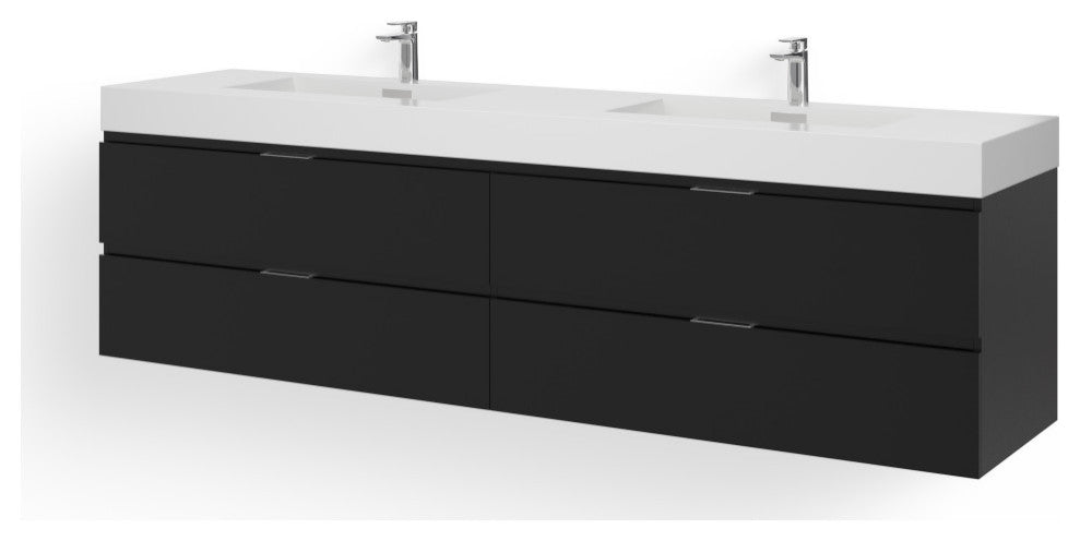 Boutique Bath Vanity, Black, 80", Single Sink, Freestanding