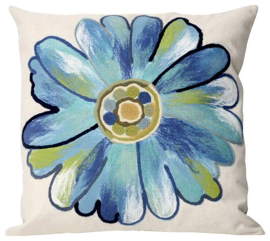 Visions II Daisy Pillow, Aqua, 20"x20"