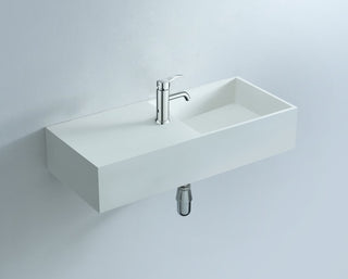 ADM Rectangular Wall Mounted Sink, White, 30", On-Right
