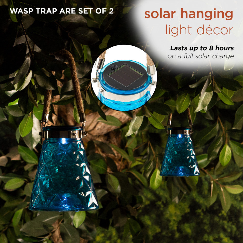 Solar Blue LED Wasp Trap - Set of 2