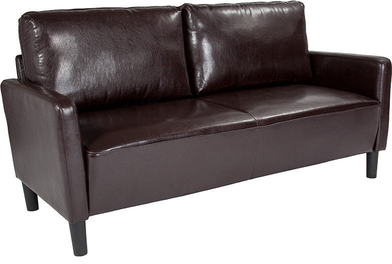 Washington Park Upholstered Sofa, Brown Leather