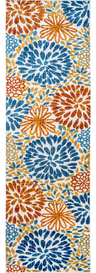 Nuloom Indoor/Outdoor Floret Boho Country and Floral, Blue 2'6"x8'
