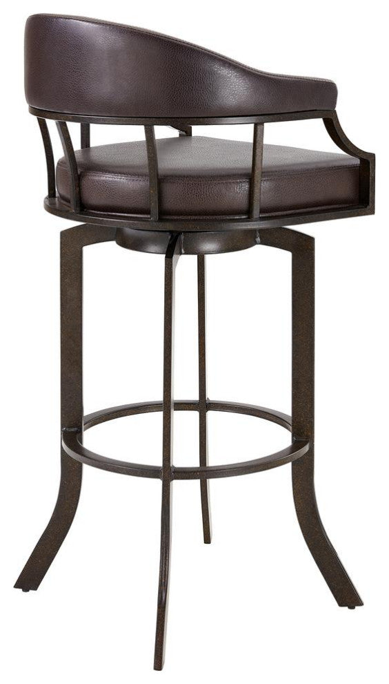 Pharaoh Swivel 30 Auburn Bay and Brown Faux Leather Bar Stool