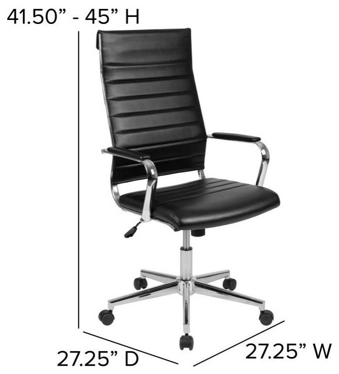 Hansel High Back LeatherSoft  Ribbed Executive Swivel Office Chair, Black