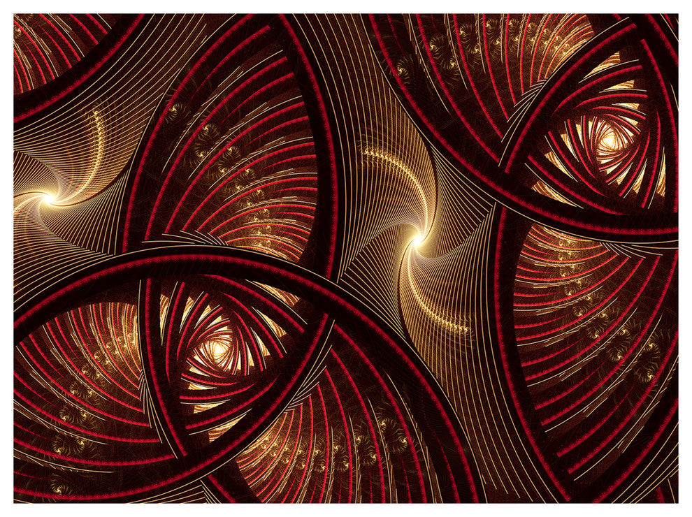 Brown Symmetrical Fractal Pattern, Floral Canvas Art Print, 40"x30"
