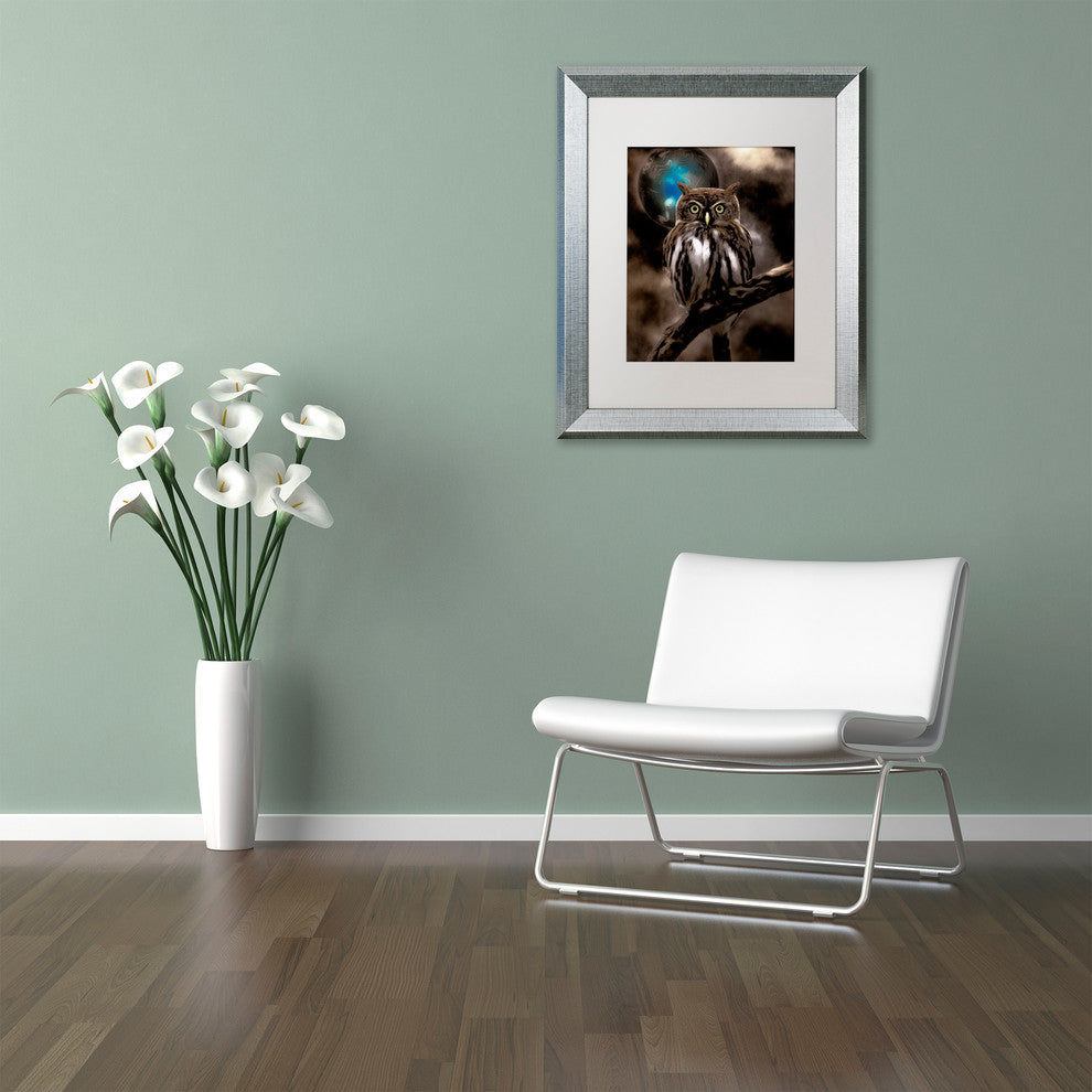 Color Bakery 'Night Owl' Art, Silver Frame, White Matte, 11"x14"