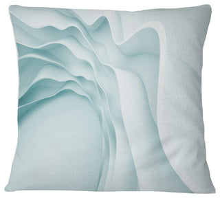 Fractal Large Blue 3D Waves Contemporary Throw Pillow, 18"x18"
