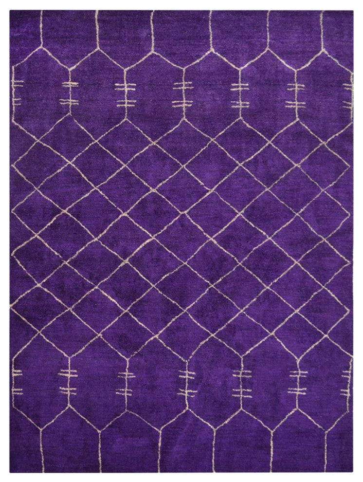 HAND KNOTTED LOOM SILK ECO-FRIENDLY AREA RUG-6'x9',Rectangle,Purple,Contemporary
