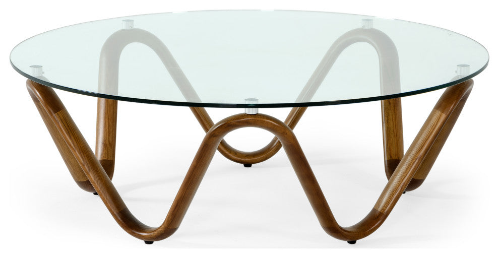 Modrest Lassen Modern Glass and Walnut Coffee Table