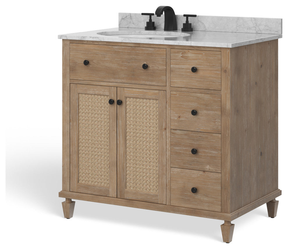 The Wailea Bathroom Vanity, Weathered Fir, 36", Single Sink, Freestanding