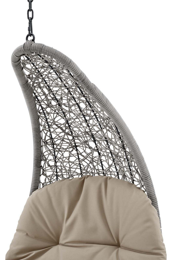 Swing Lounge Chair, Gray Beige, Outdoor Patio Balcony Cafe Bistro Garden