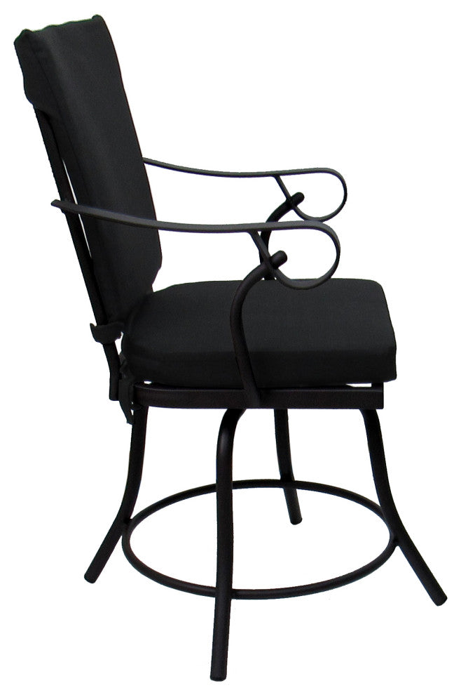 Outdoor/Indoor Patio Swivel Dining Chair Jamey With Arms, Black - Black