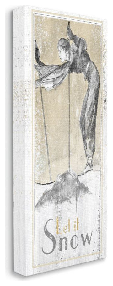 Let It Snow Vintage Skiing Print Design, 20"x48"