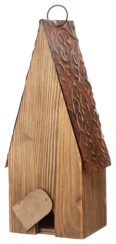 12.4" H USA Patriotic Theme Wooden Bluebird House Decorative Birdhouse
