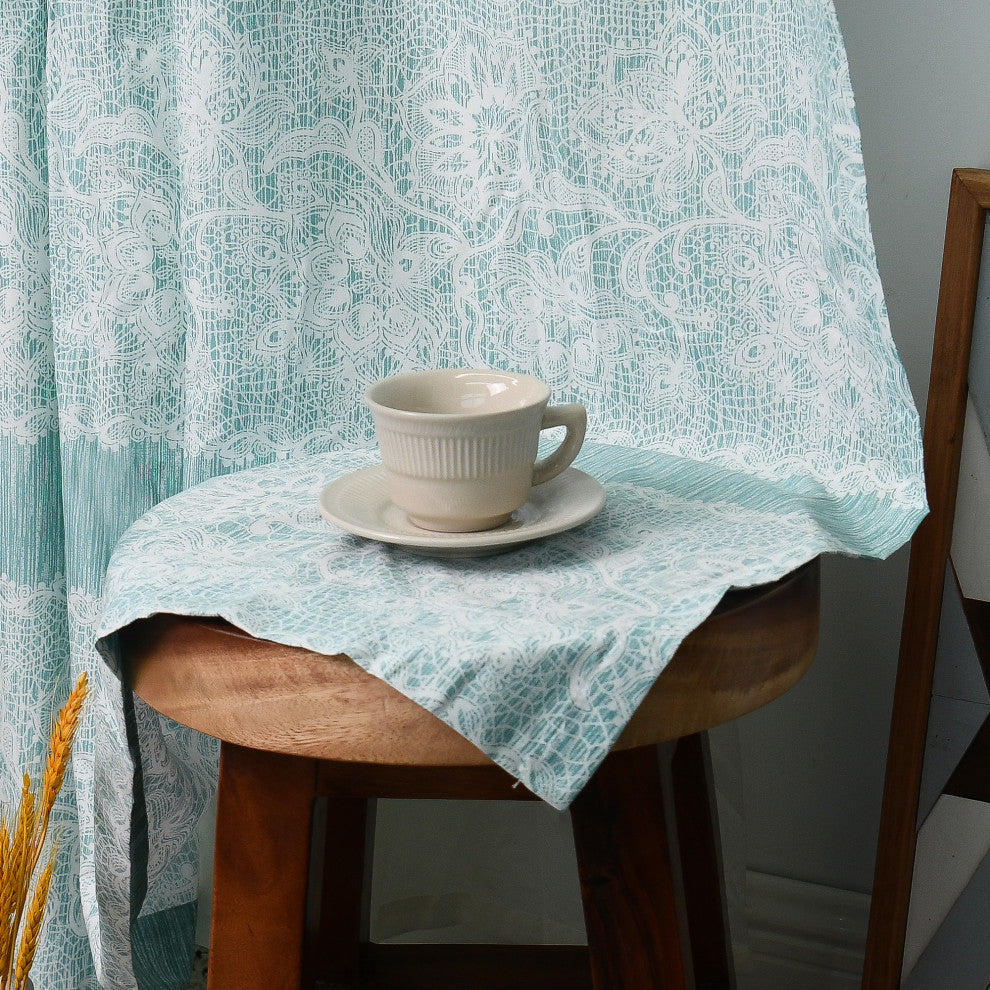 Printed Microfiber 2 Piece Curtain Set, Teal, 60" X 96"