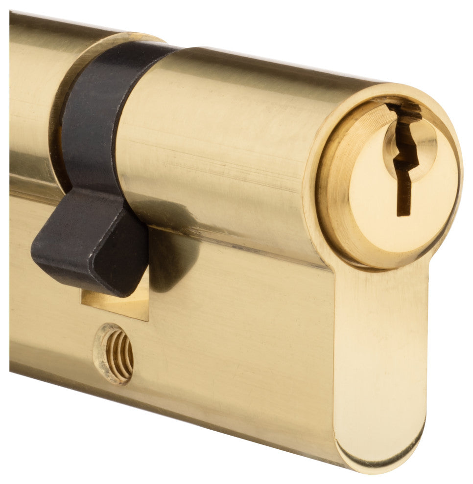 Rockwell 90 Degree Solid Brass Euro Profile Cylinder Lock, Polished Brass